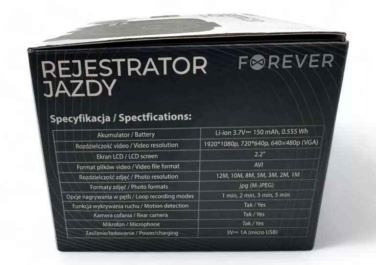 FOREVER VR-700 REJESTRATOR JAZDY Z KAMERĄ COFANIA