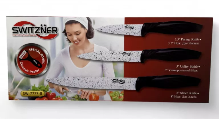 ZESTAW NOŻY SWITZNER 3 SZTUKI + OBIERACZKA JAK NOWE!!
