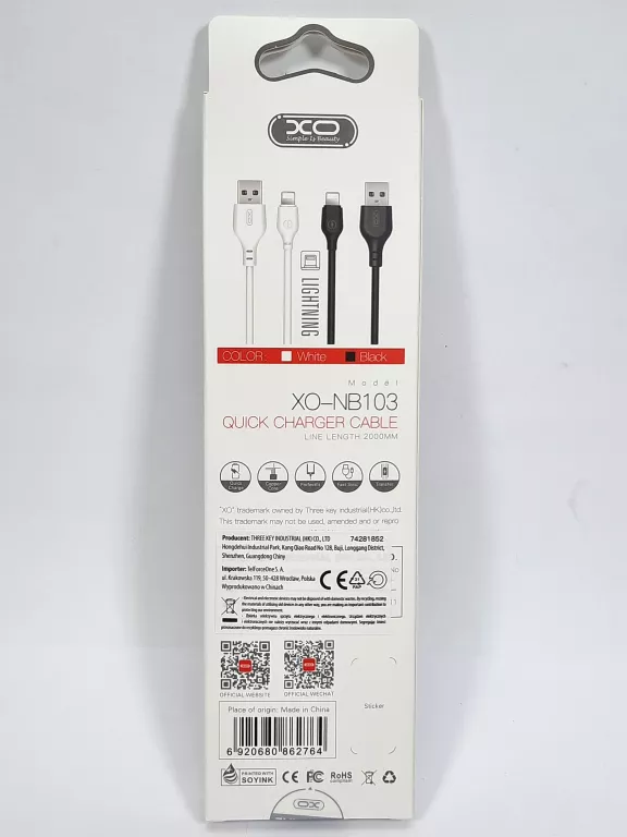 kabel-usb-lightning-xo-nb103-czarny-ean-gtin-6920680862702