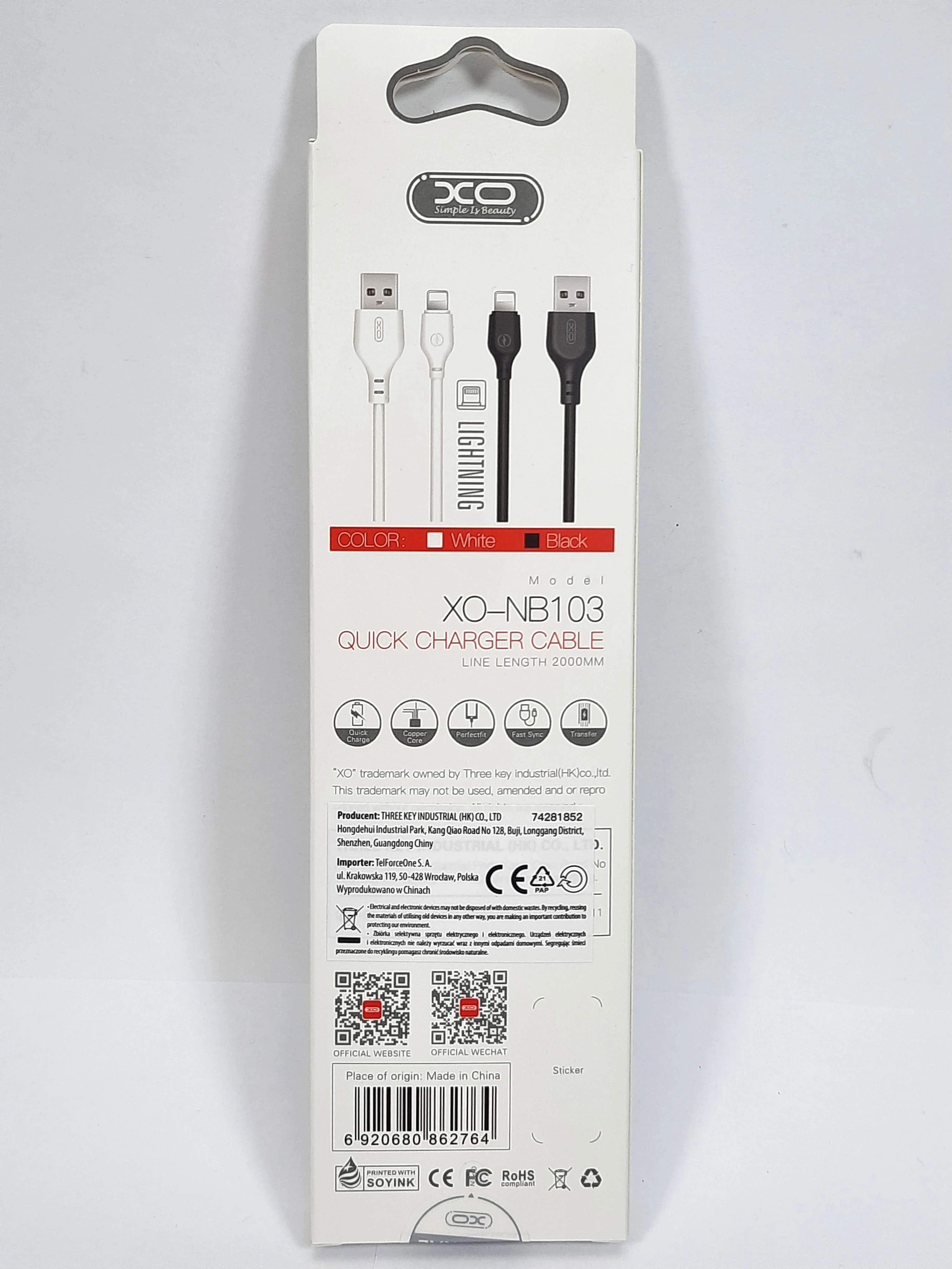 kabel-usb-lightning-xo-nb103-czarny-ean-gtin-6920680862702