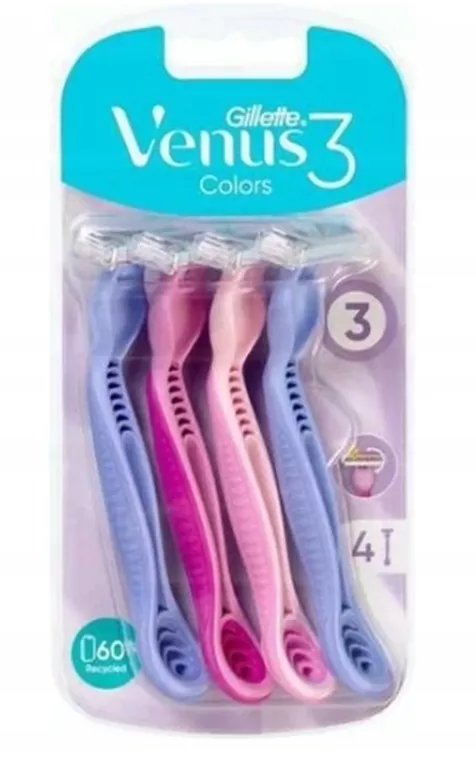 GILLETTE VENUS 3 COLORS, MASZYNKI JEDNORAZOWE, 3+1, 4 SZT.