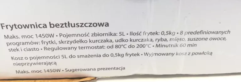 FRYTKOWNICA BEZTŁUSZCZOWA MANDINE MAF5L1300-24
