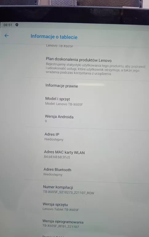 TABLET LENOVO TB-X605F+ETUI+ŁAD