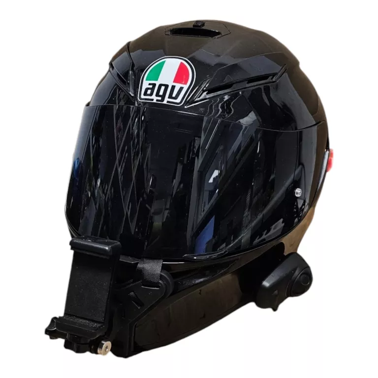 KASK AGV BLACK R XL ( 61-62 ) + INTERKOM + UCHWYT NA KAMERĘ *POLECAM*