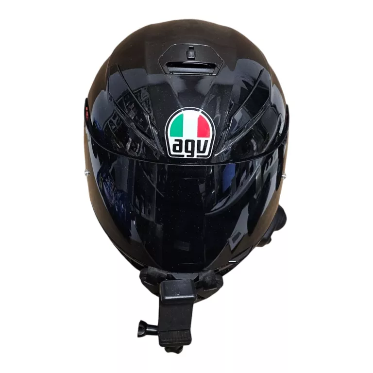 KASK AGV BLACK R XL ( 61-62 ) + INTERKOM + UCHWYT NA KAMERĘ *POLECAM*