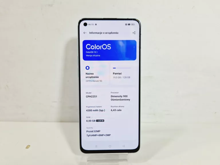 SMARTFON OPPO RENO6 5G 8GB/128GB NIEBIESKI | BEZ BLOKAD!