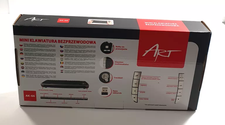 KLAWIATURA ART AK-66 MINI TRACKBALL BEZPRZEWODOWA KOMPLET