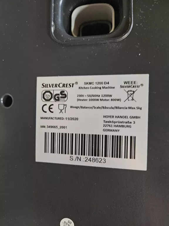 ROBOT KUCHENNY LIDLOMIX SILVERCREST SKMC 1200 D4 MONSIEUR CUISINE CONNECT