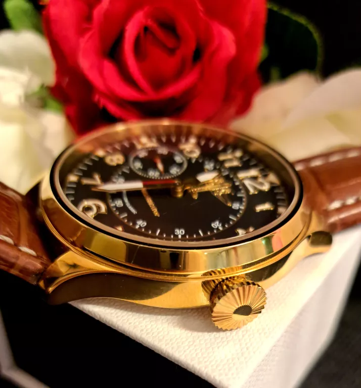 ZEGAREK AERONAVIGATOR POLJOT CHRONO POZŁACANA KOPERKA NAKRĘCANY RADZIECKI