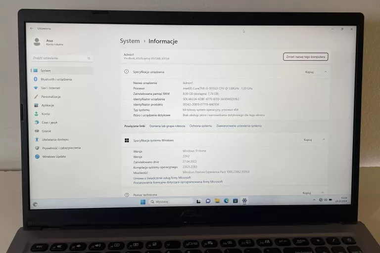 LAPTOP ASUS SONICMASTER I5-10TH GEN 8GB RAM 512GB SSD WIN 11