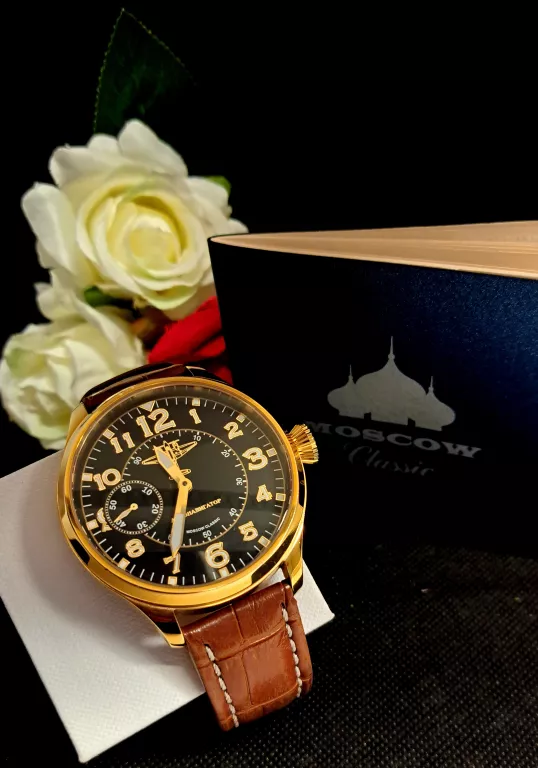 ZEGAREK AERONAVIGATOR POLJOT CHRONO POZŁACANA KOPERKA NAKRĘCANY RADZIECKI