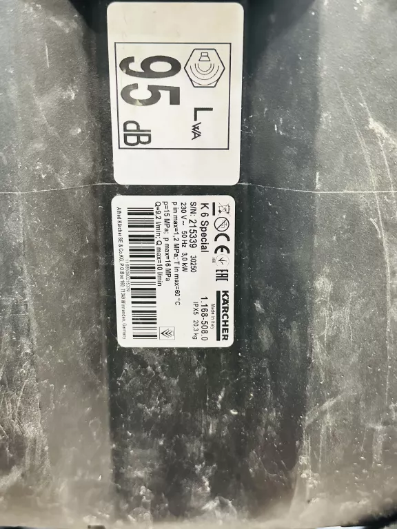 MYJKA CIŚNIENIOWA KARCHER K6 SPECIAL + WĄŻ + PISTOLET + DWIE DŁUGIE KOŃCÓW