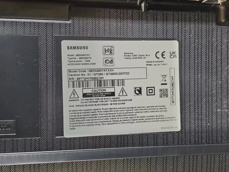 TELEWIZOR SAMSUNG QE55Q80TATXXH 55'' 4K UHD QLED - NA CZĘŚCI! OPIS!