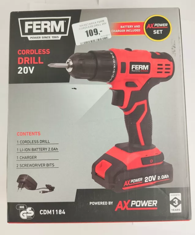 WKRĘTARKA FERM CORDLESS DRILL 20V CDM1184