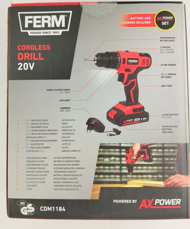 WKRĘTARKA FERM CORDLESS DRILL 20V CDM1184