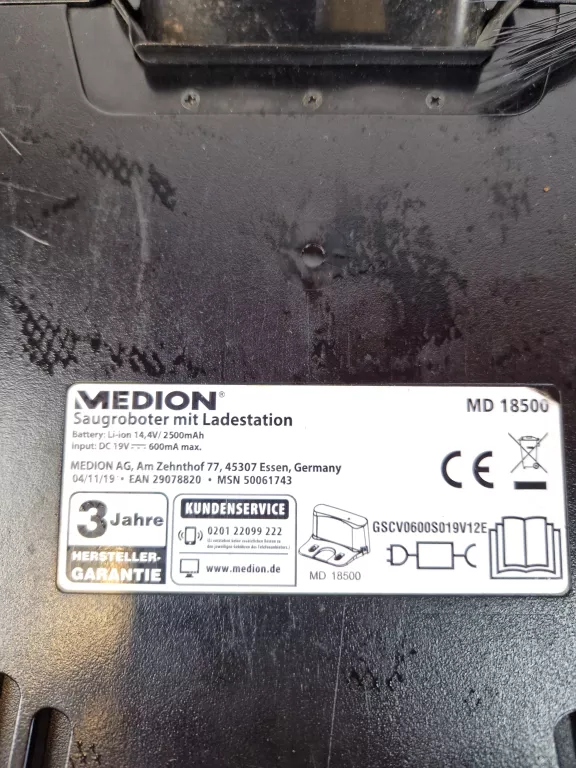 ODKURZACZ MEDION MD18500+STACJA ŁADUJĄCA