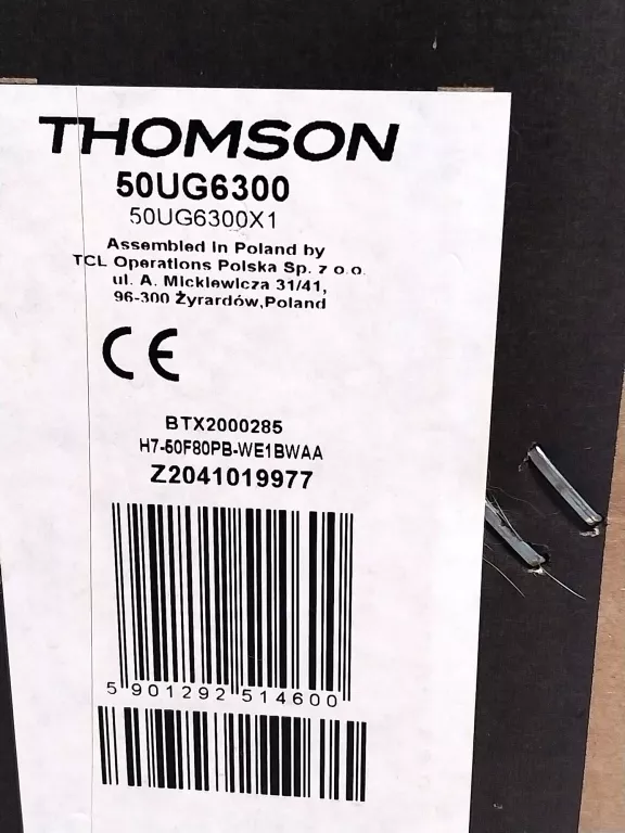 TV THOMSON 50UG6300 4K ULTRA HD + PILOT PUDEŁKO