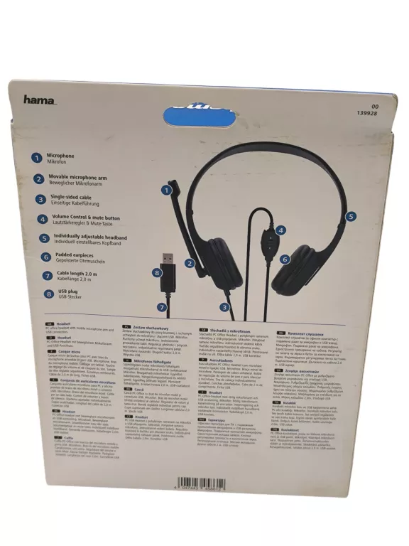 SŁUCHAWKI NAUSZNE HAMA HS-USB250 PUDEŁKO