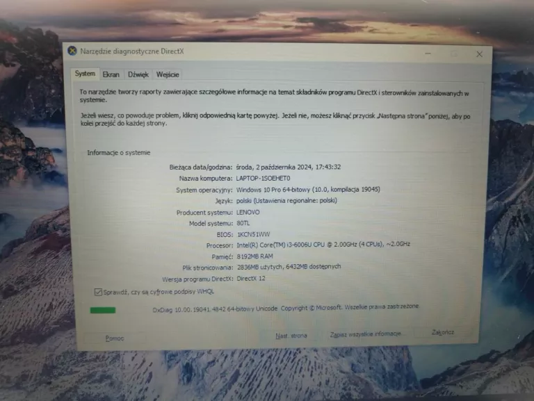 LENOVO V110-15ISK | I3-6TH | WIN10 | 128SSD | 8RAM