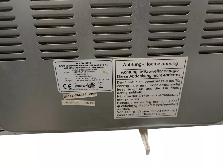 MIKROFALÓWKA CASO GERMANY GRILL MCG 250 PRO USZKODZONA