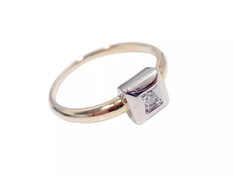 piekny-zloty-pierscionek-z-diamentem-585-14k-250g-r16-wh-si1-003ct-dubois-4a-lok5-bialystok