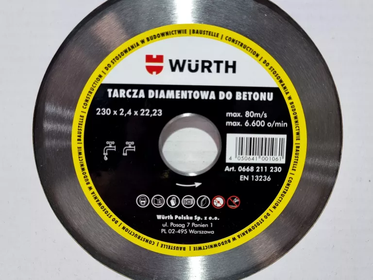 WURTH TARCZA DIAMENTOWA DO BETONU 230X22,23 H10