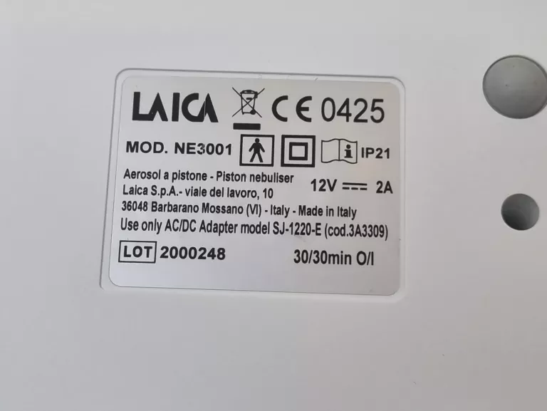 NEBULIZATOR INHALATOR LAICA NE3001 /KOMPLET