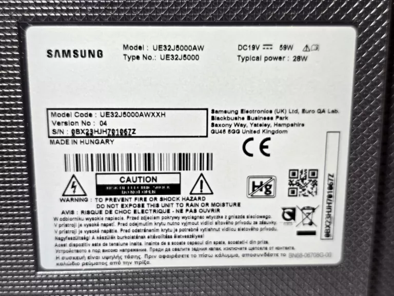 TELEWIZOR LED 32" SAMSUNG UE32J5000 ODB10R 0S0B1STY