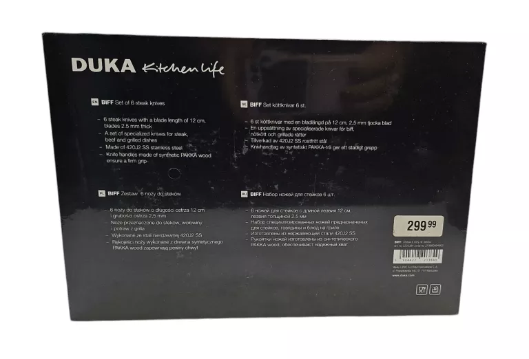 ZESTAW NOŻY DO STEKÓW DUKA BIFF 6 SZT. STAL NIERDZEWNA