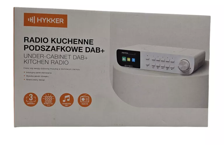 RADIO KUCHENNE PODSZAFKOWE SIECIOWE DAB+ HYKKER BIAŁE