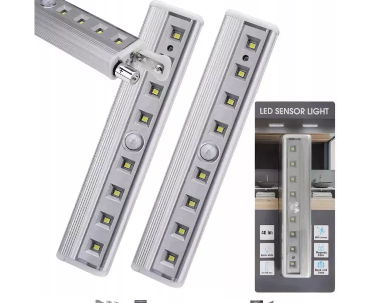 LAMPA DO SZAFY 8 LED BATERIE CZUJNIK RUCHU MAGNES