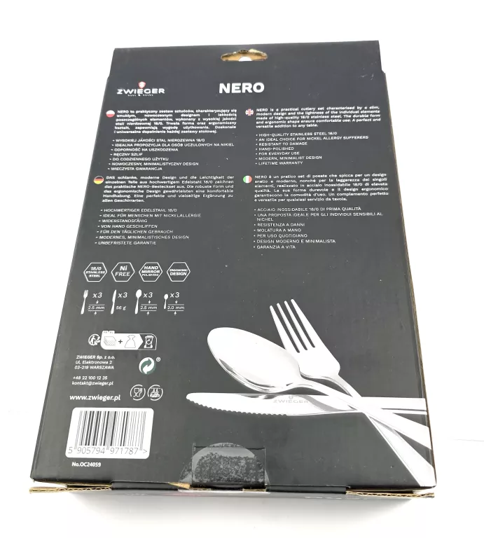 ZESTAW SZTUĆCÓW ZWIEGER NERO
