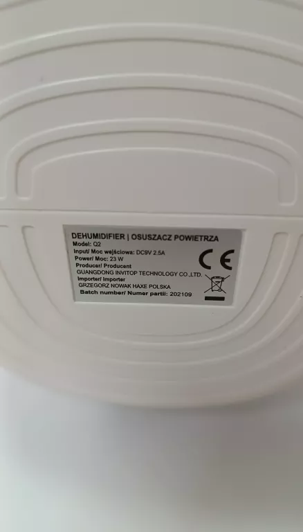 DOMOWY OSUSZACZ POWIETRZA POCHŁANIACZ WILGOCI HAXE Q2 23 W 0,3 L/24 H