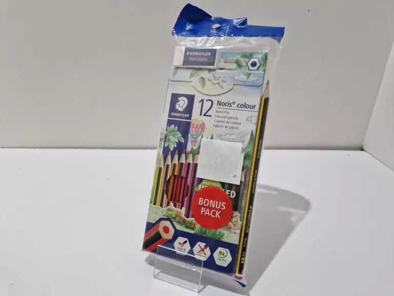 KREDKI STAEDTLER NORIS COLOUR 12 SZT + GUMKA I OŁÓWEK BONUS PACK
