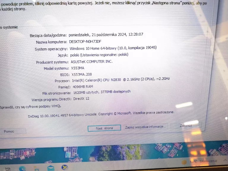 LAPTOP ASUS X553M 4/500GB HDD + ZASILACZ