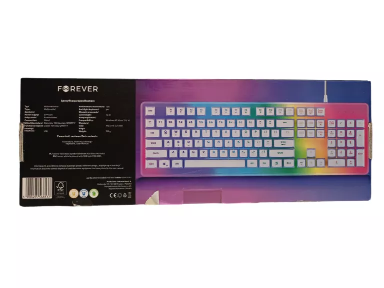 KLAWIATURA PRZEWODOWA FOREVER KEYBOARD RAINBOW