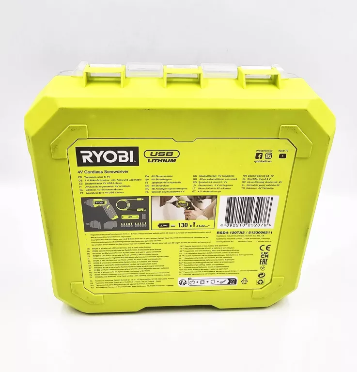 WKRĘTAK AKUMULATOROWY RYOBI RSD4-120TA2 / 1 X AKUMULATOR 2.0AH / 4 V