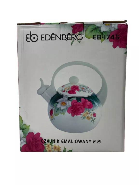 CZAJNIK EMALIOWANY KLASYCZNY 2,2L KWIATY EDENBERG RETRO