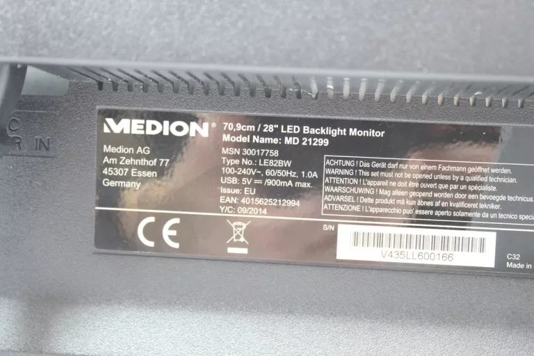 MONITOR MEDION AKOYA X57299 28" + KABEL ZAS