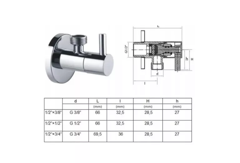 ZAWÓR KĄTOWY Z GŁOWICĄ CERAMICZNĄ 1/2" / 1/2" GOSHE 5901812306173