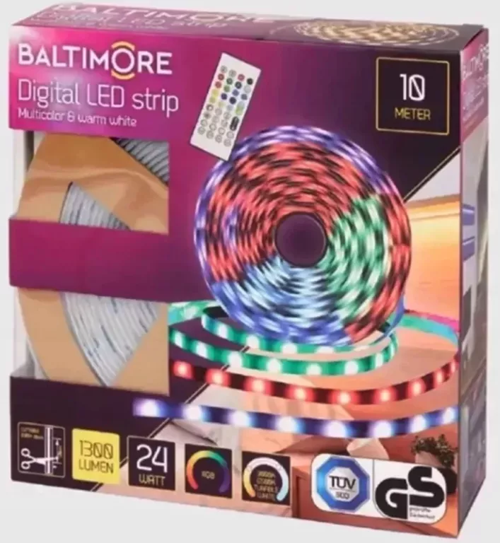 TAŚMA LED RGB & WARM WHITE BALTIMORE 10 M 1300 LUMEN Z PILOTEM