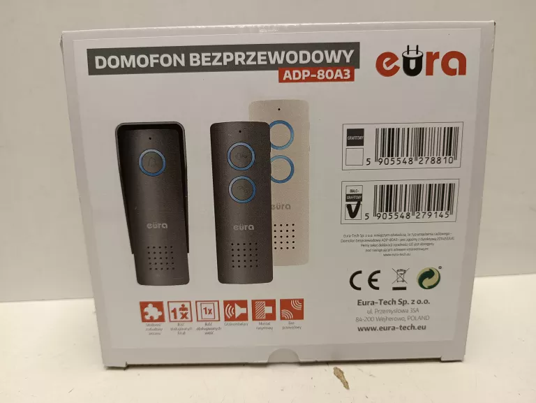 DOMOFON BEZPRZEWODOWY GŁOŚNOMÓWIĄCY EURA ADP-80A3