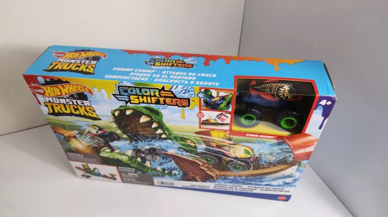 HOT WHEELS MONSTER TRUCKS KROKODYL POTĘŻNE SZCZĘKI COLOR SHIFTERS + AUTKO