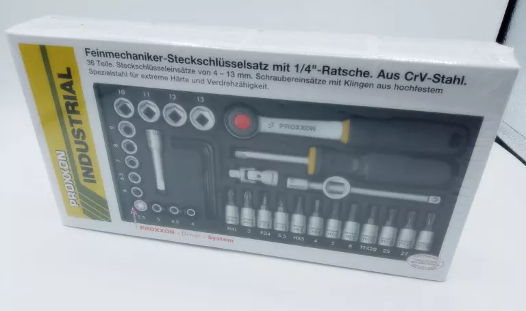 ZESTAW KLUCZY NASADOWYCH PROXXON INDUSTRIAL 23 080 / 1,4" / 36 ELEMENTÓW