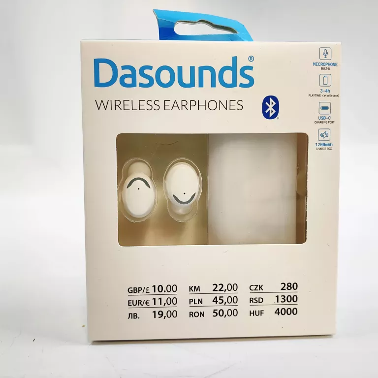 SŁUCHAWKI DOUSZNE DASOUNDS WIRELESS BUDS BIAŁE