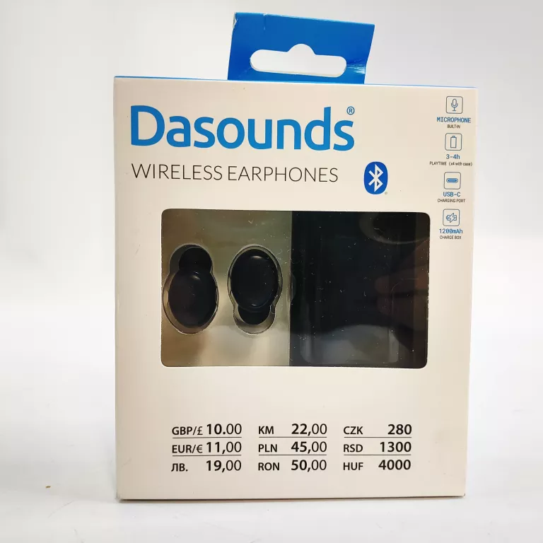 SŁUCHAWKI DOUSZNE DASOUNDS WIRELESS BUDS CZARNE