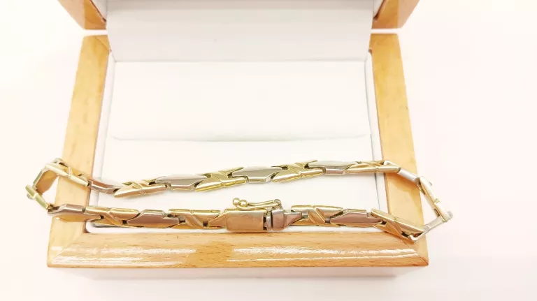 BRANSOLETKA BIAŁE I ŻÓŁTE ZŁOTO 585/ 12,60 G/ 20 CM