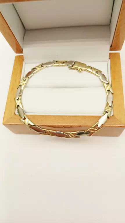 BRANSOLETKA BIAŁE I ŻÓŁTE ZŁOTO 585/ 12,60 G/ 20 CM