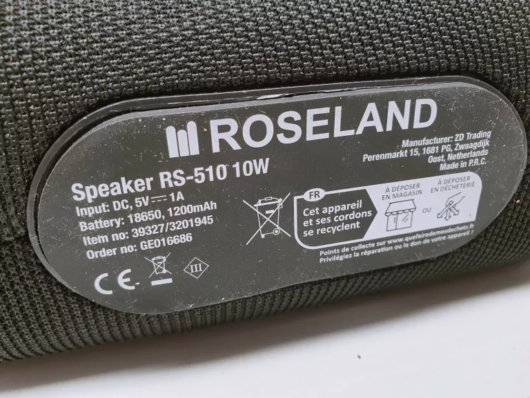 GŁOŚNIK BT ROSELAND RS-510 10 W CZARNY