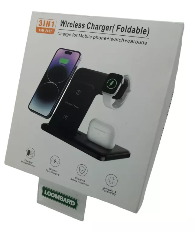 ŁADOWARKA BEZPRZEWODOWA 3 IN 1 SMARTFON / SMARTWATCH / SŁUCHAWKI